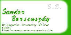 sandor borsenszky business card